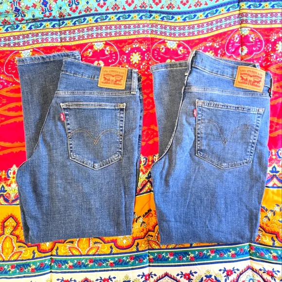 Levi's Boyfriend Jeans Womens 29 Blue Medium Wash Distressed Stretch- 2 Pair - Picture 2 of 15